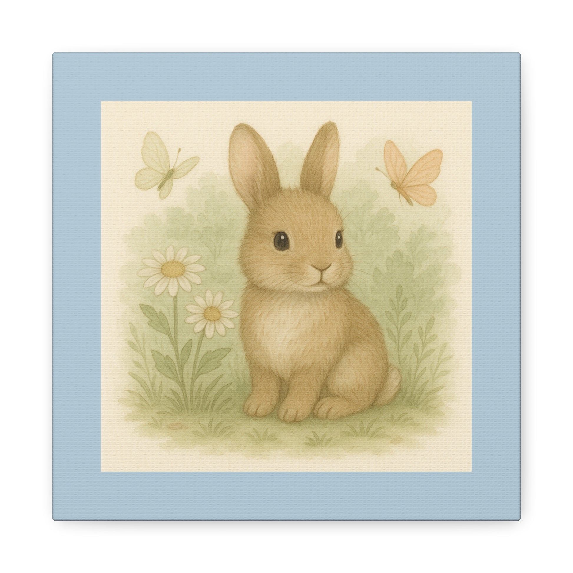 Adorable Bunny Canvas Wall Art, Cute Rabbit Decor, Children's Room Decor, Spring Home Decoration, Easter Gift Idea