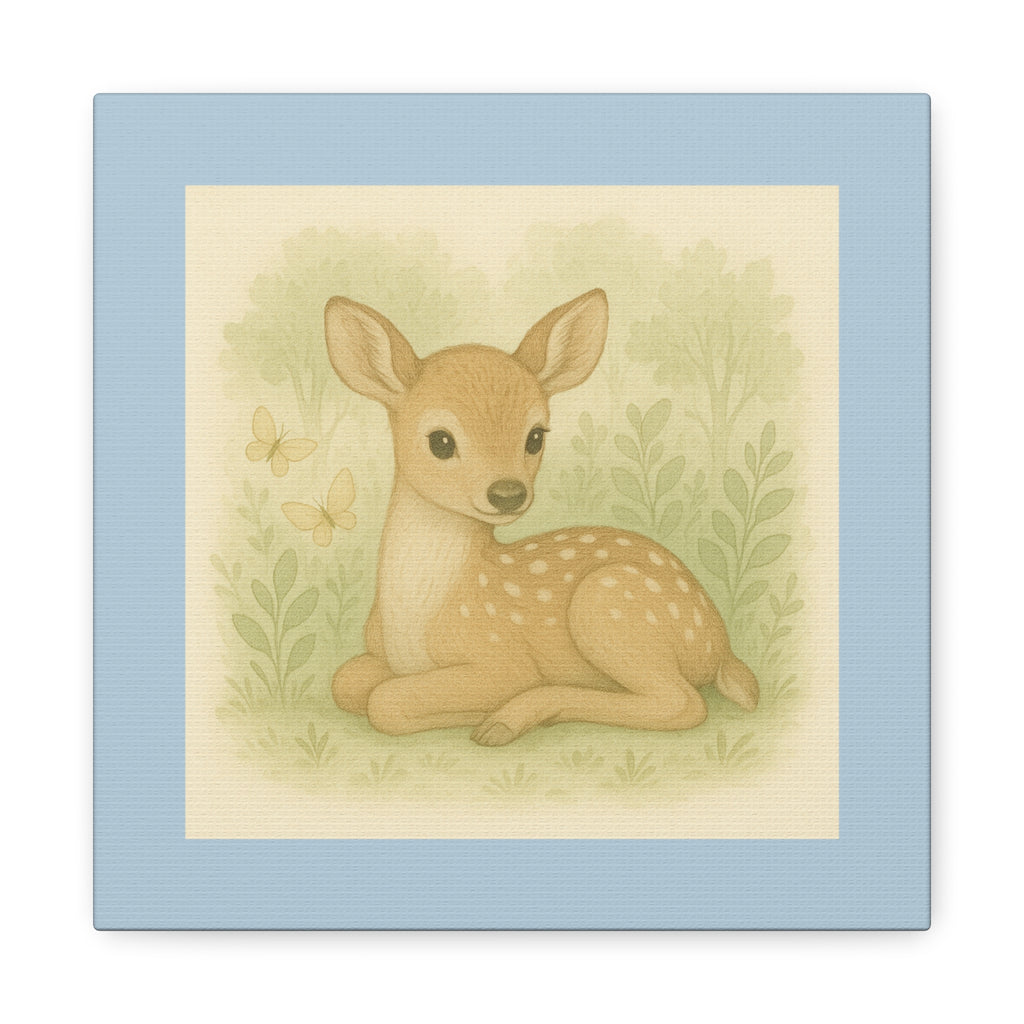 Whimsical Deer Canvas Art Print, Nursery Decor, Child's Room Wall Art, Gift for Baby Shower, Animal Illustration