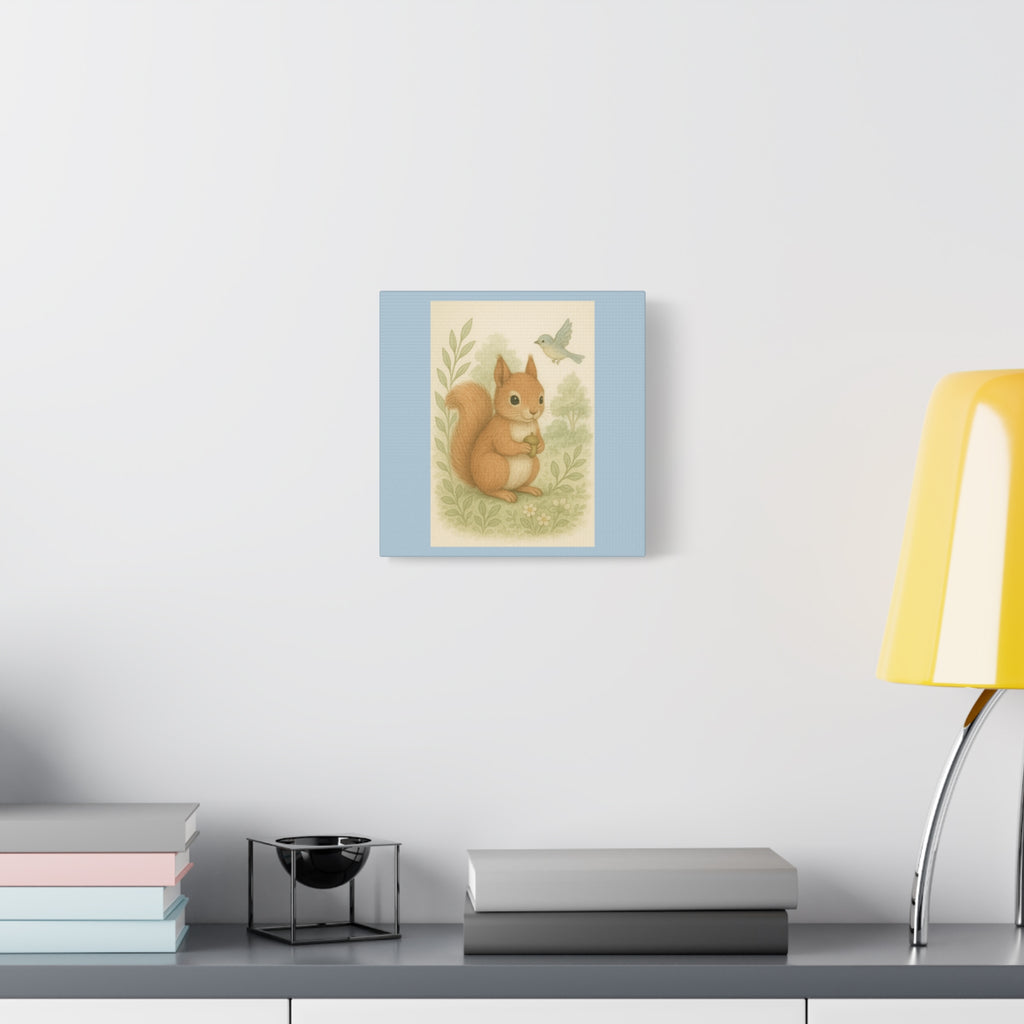 Whimsical Squirrel Canvas Print, Cute Animal Wall Art, Nature Decor, Children's Room, Gift Idea