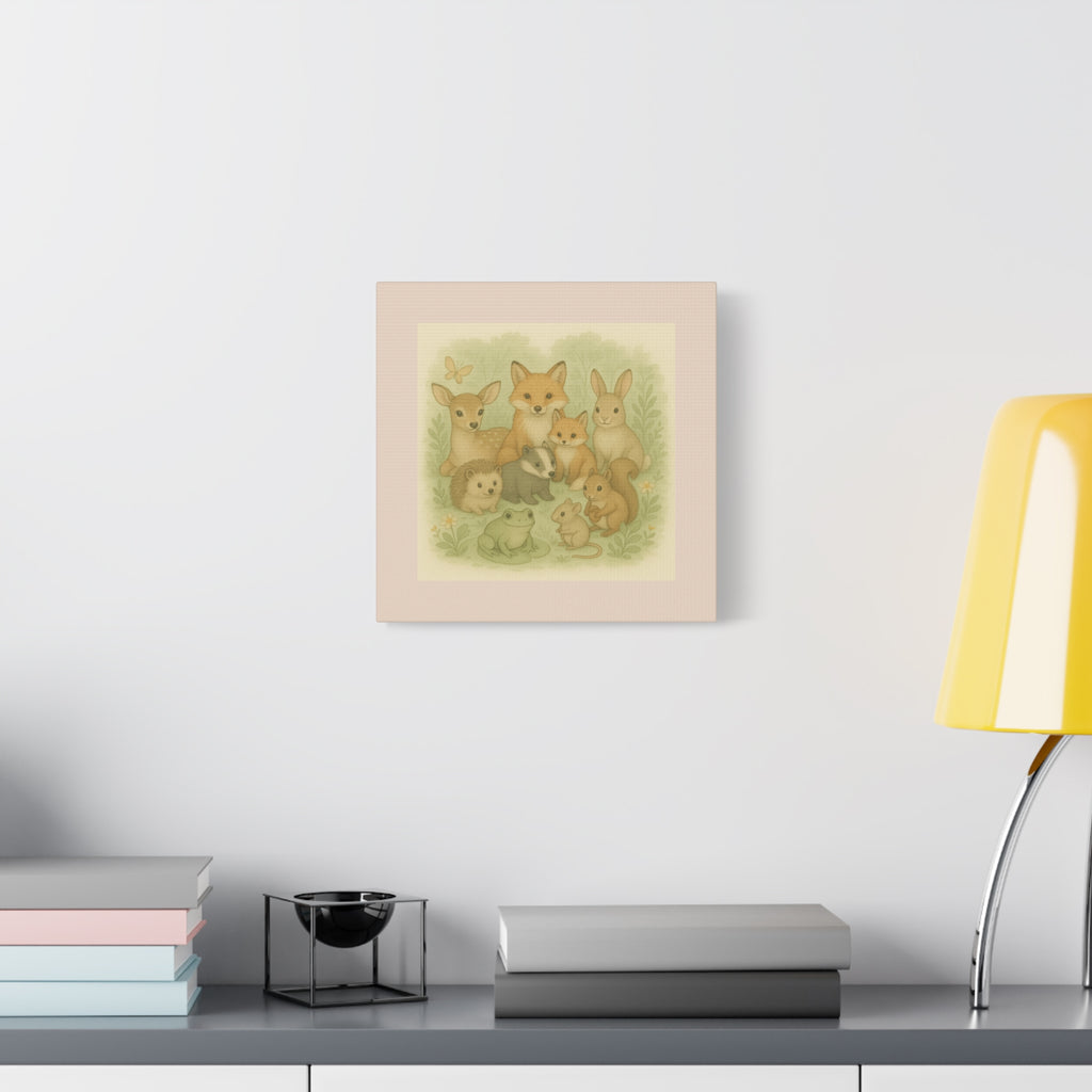 Whimsical Animal Art Canvas, Kids Room Decor, Nature Lovers Gift, Nursery Wall Art, Childrens Home Decor