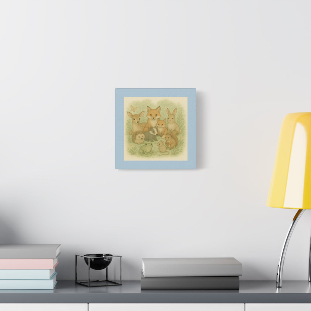 Whimsical Animal Canvas Art, Cute Nursery Decor, Woodland Creatures Wall Art, Children's Room Decoration, Baby Shower Gift