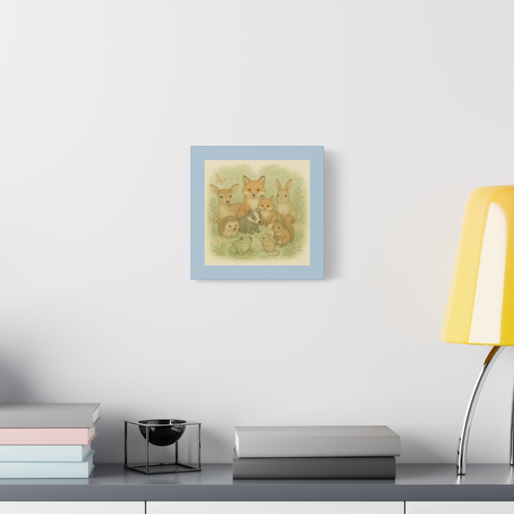 Whimsical Animal Canvas Art, Cute Nursery Decor, Woodland Creatures Wall Art, Children's Room Decoration, Baby Shower Gift