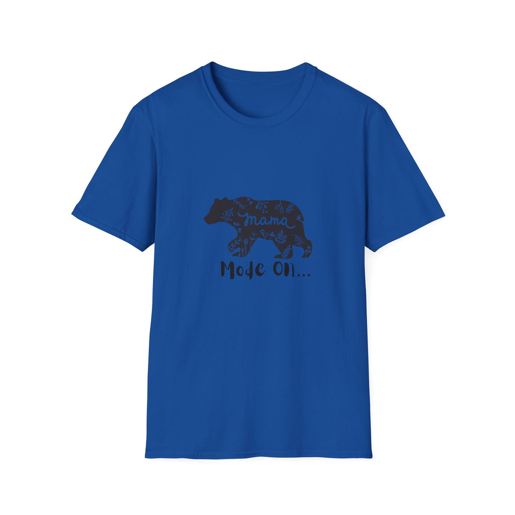 Mama Bear Mode On Unisex Softstyle T-Shirt, Cute Mama Shirt, Casual Family Wear, Bear Design Tee, Everyday Comfort T-Shirt