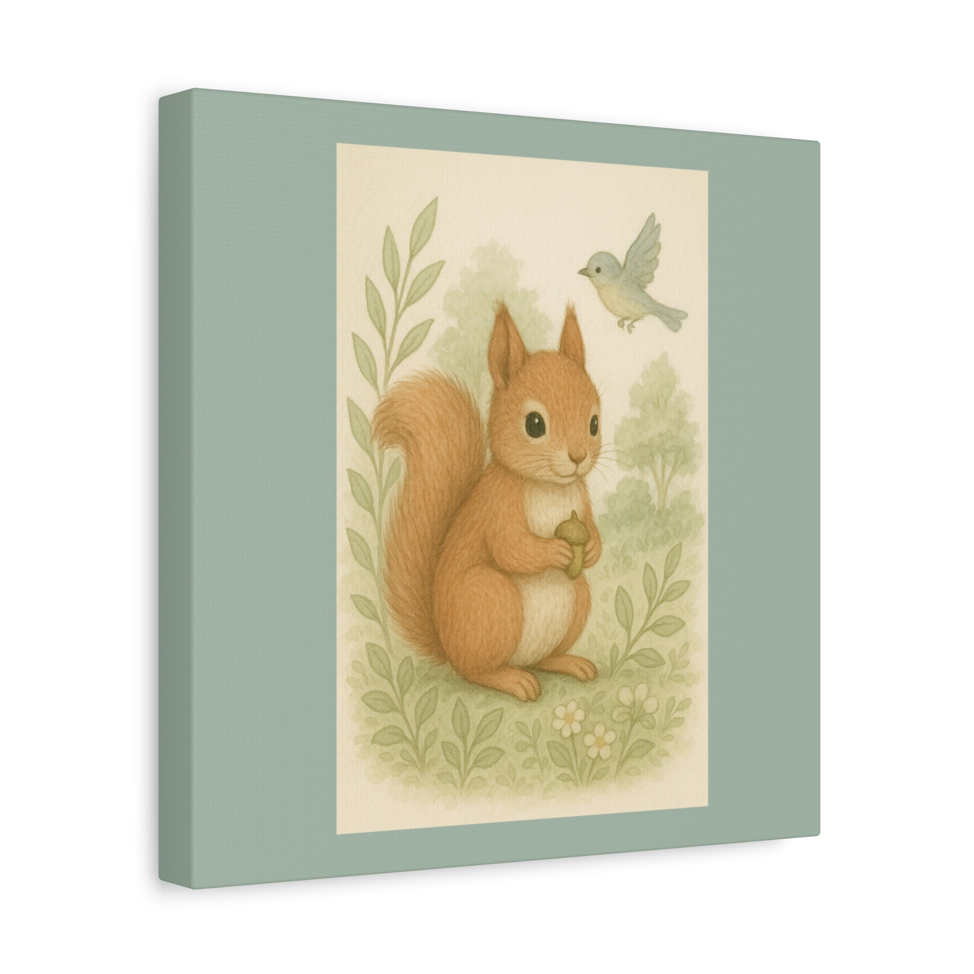 Whimsical Squirrel Canvas Print for Nurseries, Kids' Rooms, Woodland Decor, Cute Animal Wall Art, Gift for Baby Shower