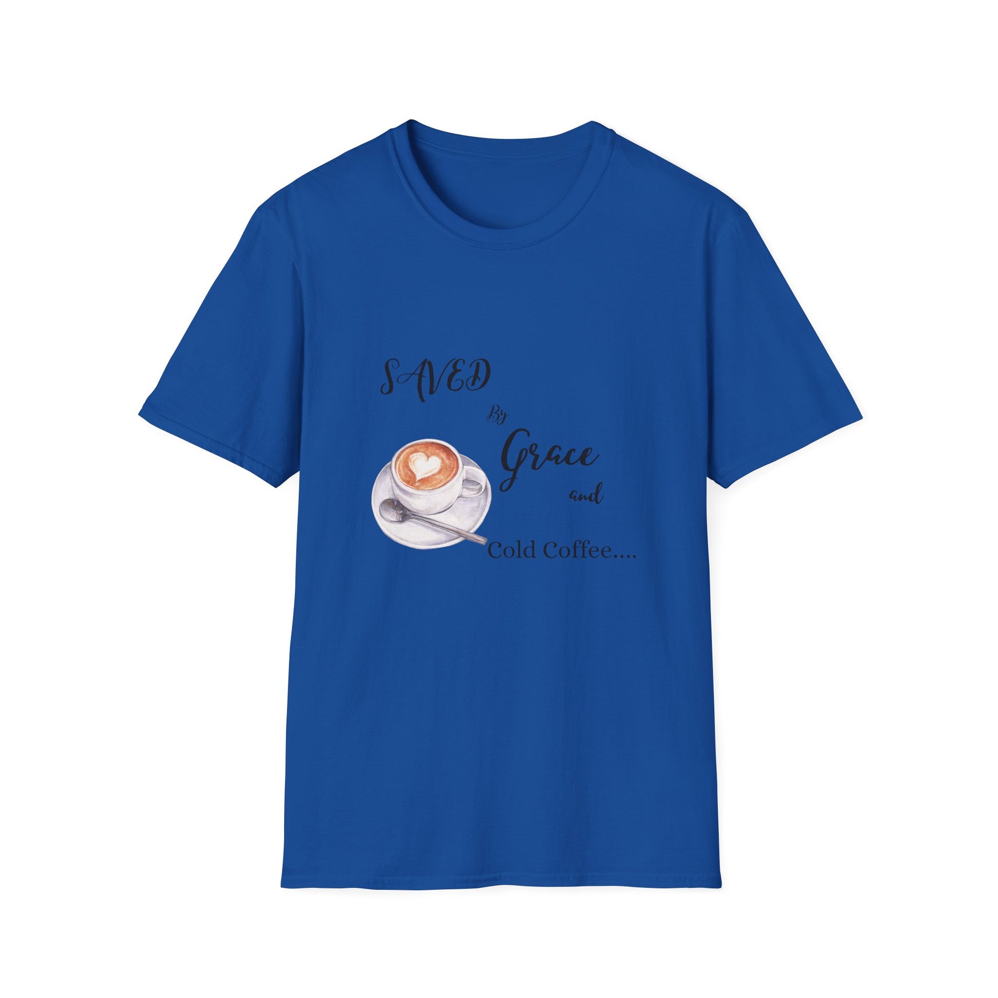 Grace and Cold Coffee T-Shirt, Inspirational Tee, Gift for Coffee Lovers, Faith-Based Apparel, Casual Everyday Wear, Perfect for Birthdays