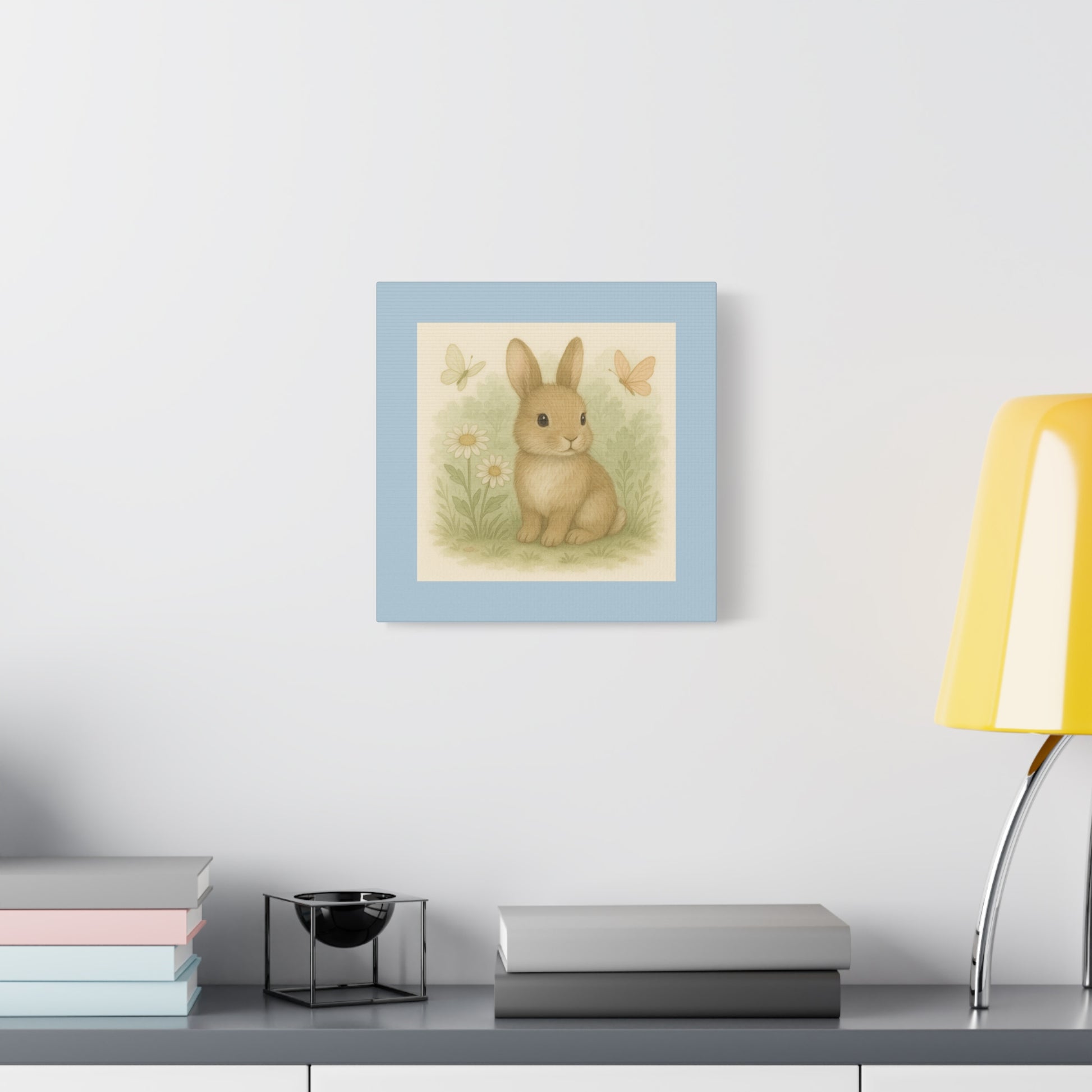 Adorable Bunny Canvas Wall Art, Cute Rabbit Decor, Children's Room Decor, Spring Home Decoration, Easter Gift Idea