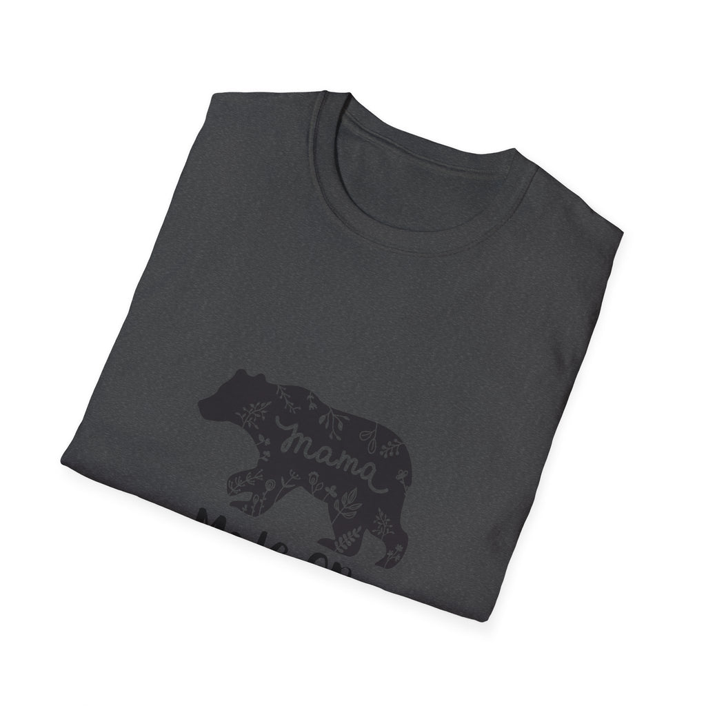 Mama Bear Mode On Unisex Softstyle T-Shirt, Cute Mama Shirt, Casual Family Wear, Bear Design Tee, Everyday Comfort T-Shirt
