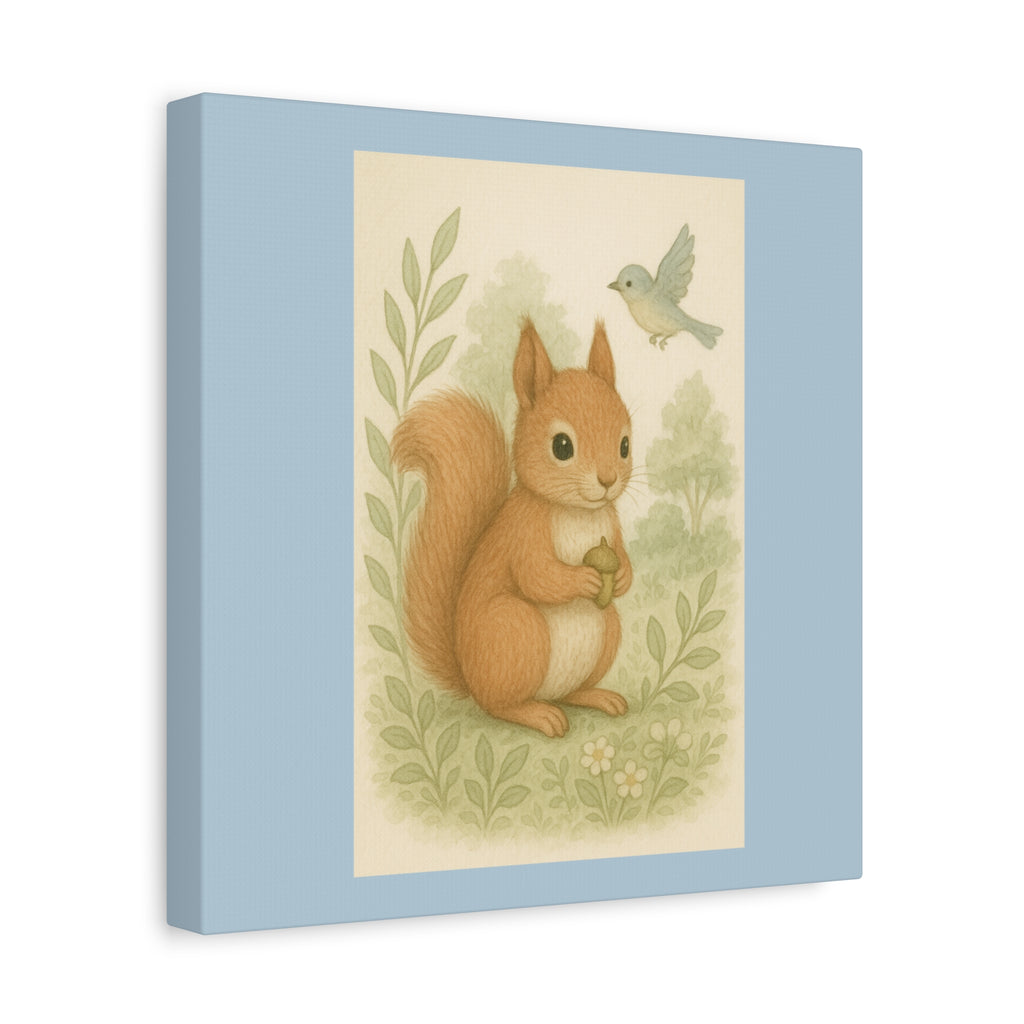 Whimsical Squirrel Canvas Print, Cute Animal Wall Art, Nature Decor, Children's Room, Gift Idea