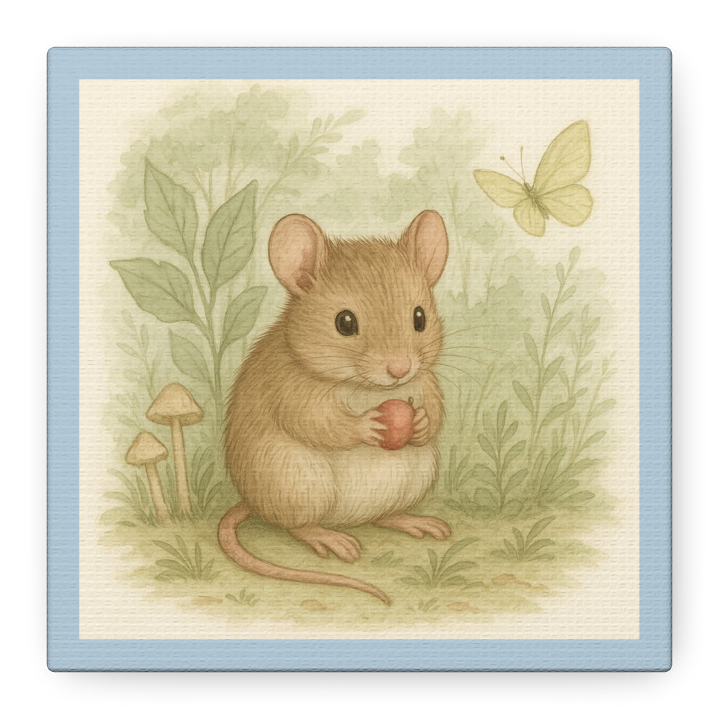 Charming Mouse Art Canvas, Wall Decor for Nursery, Kids Room, Gift for Animal Lovers, Spring Decor, Home Art
