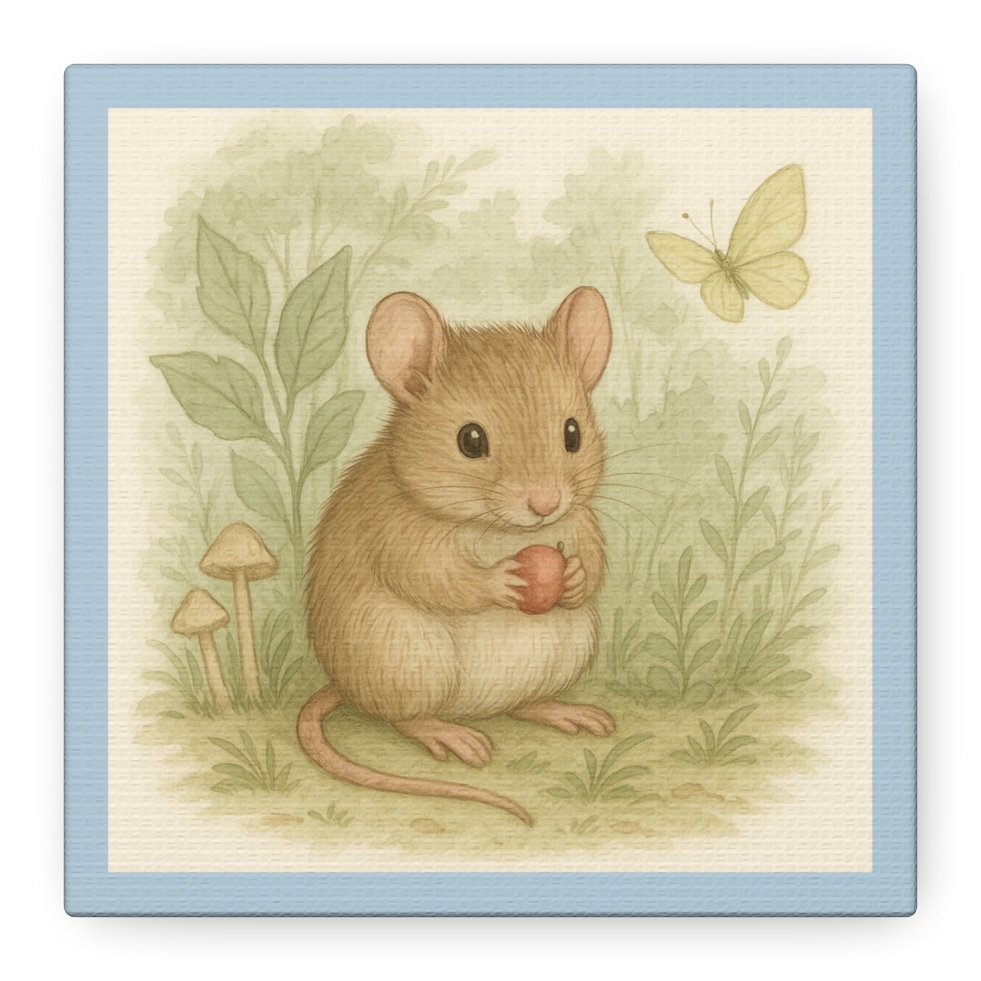 Charming Mouse Art Canvas, Wall Decor for Nursery, Kids Room, Gift for Animal Lovers, Spring Decor, Home Art
