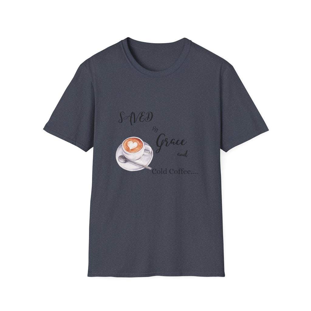 Grace and Cold Coffee T-Shirt, Inspirational Tee, Gift for Coffee Lovers, Faith-Based Apparel, Casual Everyday Wear, Perfect for Birthdays