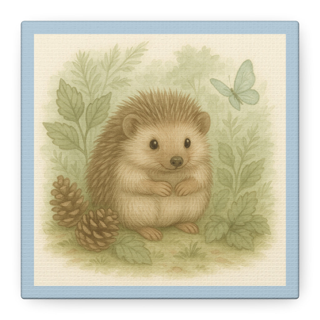 Charming Hedgehog Wall Art Canvas, Cute Animal Decor, Woodland Nursery Art, Gift for Child's Room, Nature Lover Decor