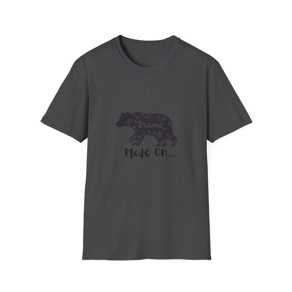 Mama Bear Mode On Unisex Softstyle T-Shirt, Cute Mama Shirt, Casual Family Wear, Bear Design Tee, Everyday Comfort T-Shirt
