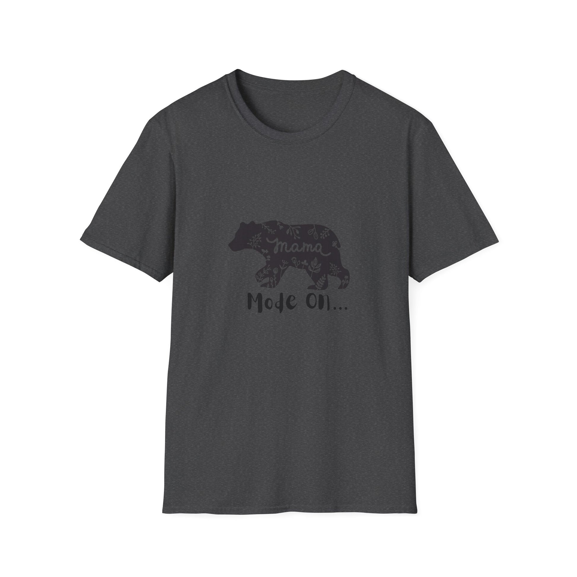 Mama Bear Mode On Unisex Softstyle T-Shirt, Cute Mama Shirt, Casual Family Wear, Bear Design Tee, Everyday Comfort T-Shirt
