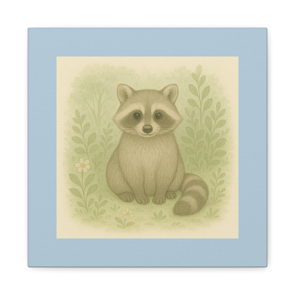 Charming Raccoon Art Canvas, Cute Animal Wall Decor, Nursery Art, Gift for Kids, Wildlife Lover's Home Decor