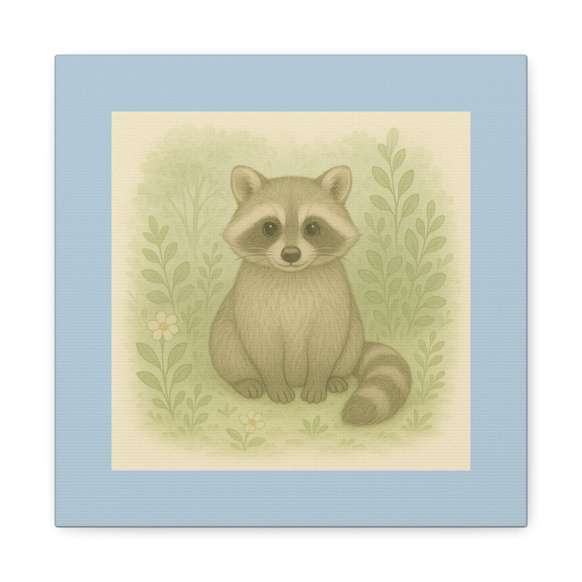 Charming Raccoon Art Canvas, Cute Animal Wall Decor, Nursery Art, Gift for Kids, Wildlife Lover's Home Decor