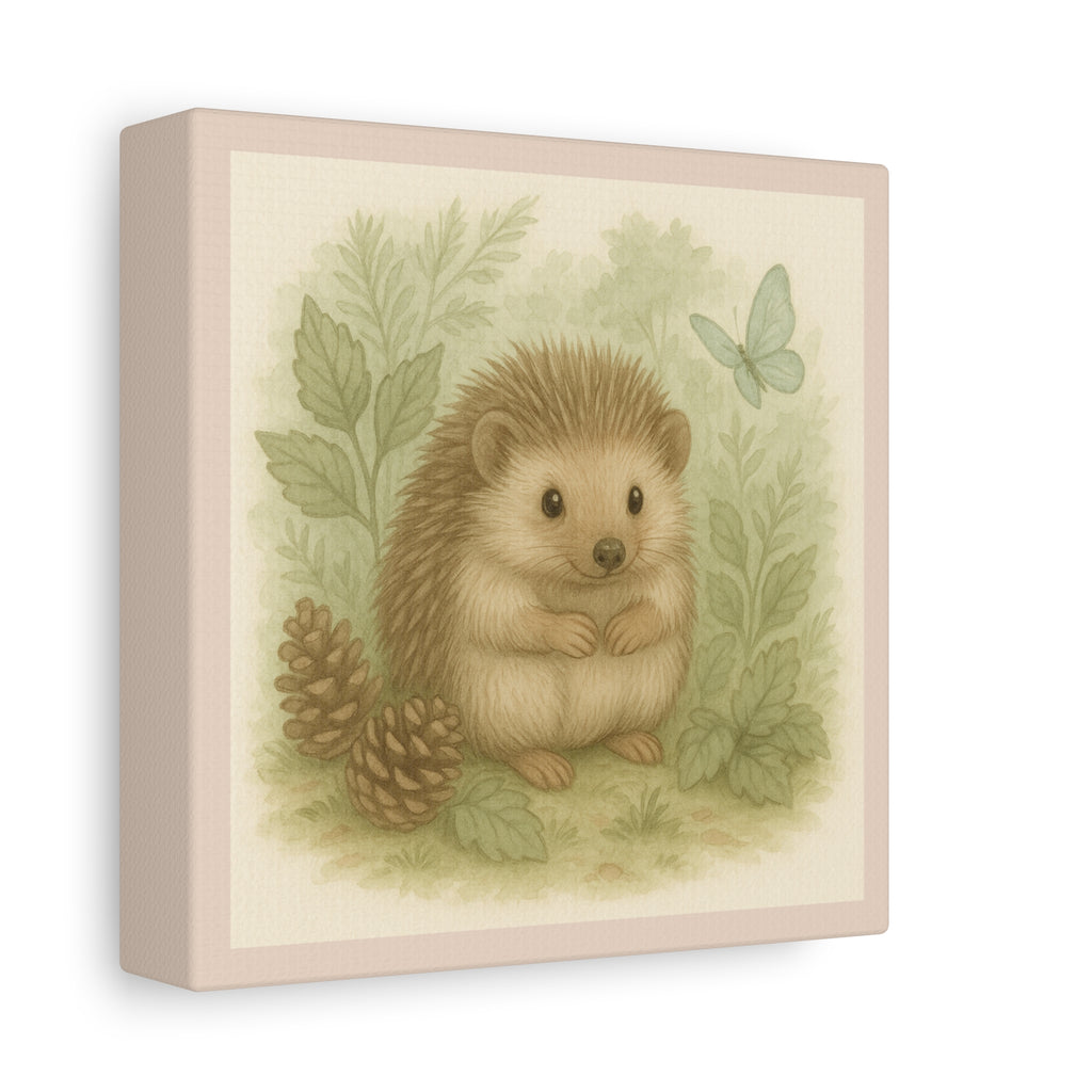 Charming Hedgehog Canvas Print, Cute Animal Artwork, Pink Collection,Nature Lover Decor, Woodland Wall Art, Baby Shower Gift, Nursery Decor