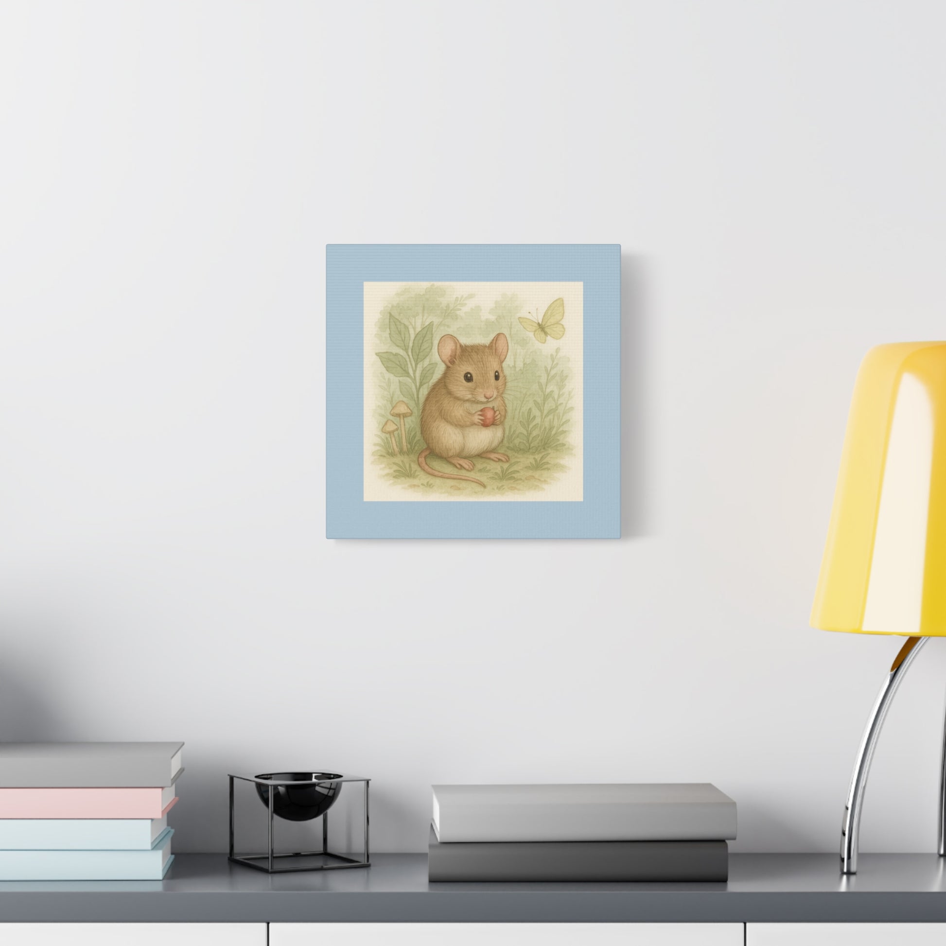 Charming Mouse Art Canvas, Wall Decor for Nursery, Kids Room, Gift for Animal Lovers, Spring Decor, Home Art
