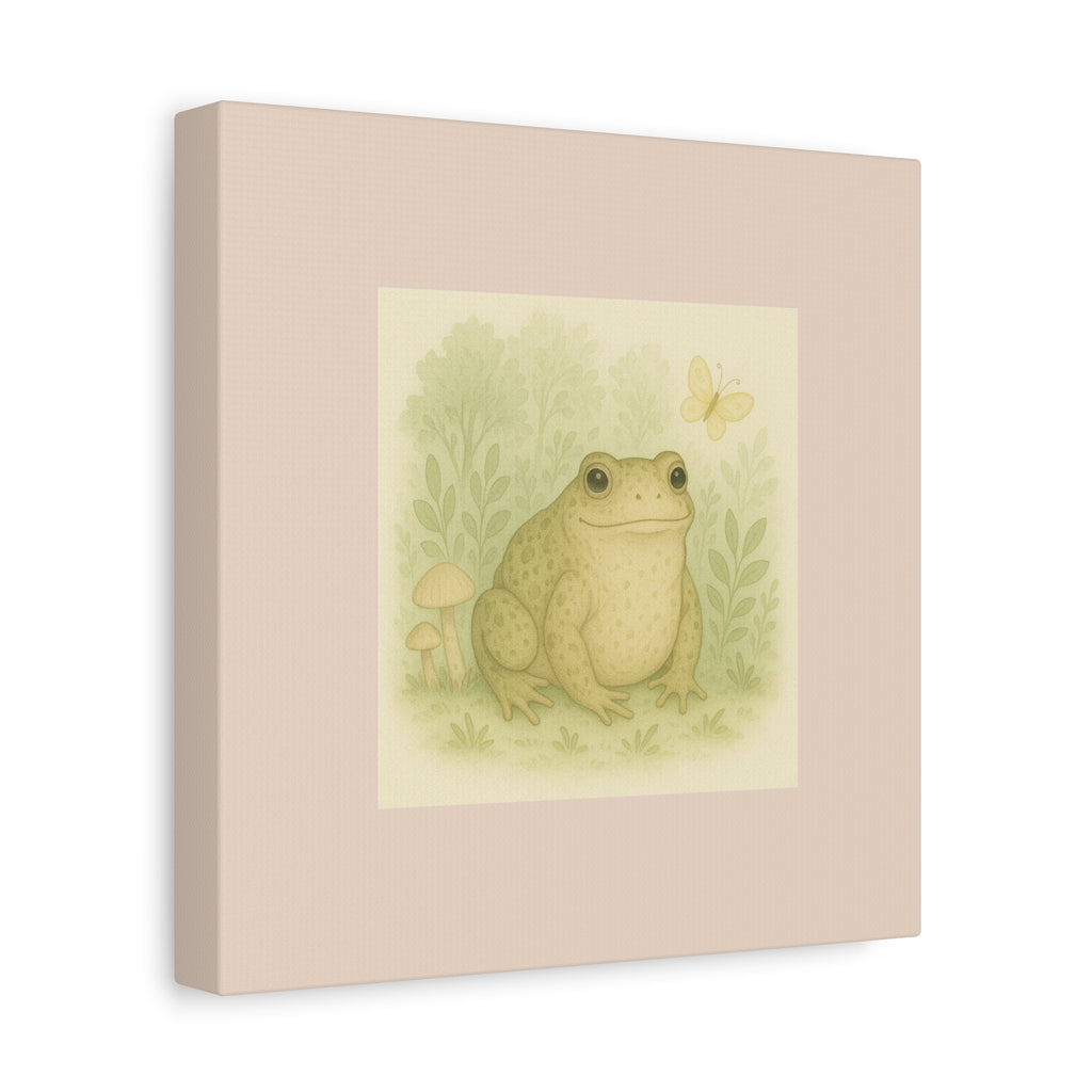 Frog Art Canvas Print, Soft Decor for Nature Lovers, Cute Wall Art for Kids, Gifts for Animal Lovers, Nursery Decor, Botanical Wall Art