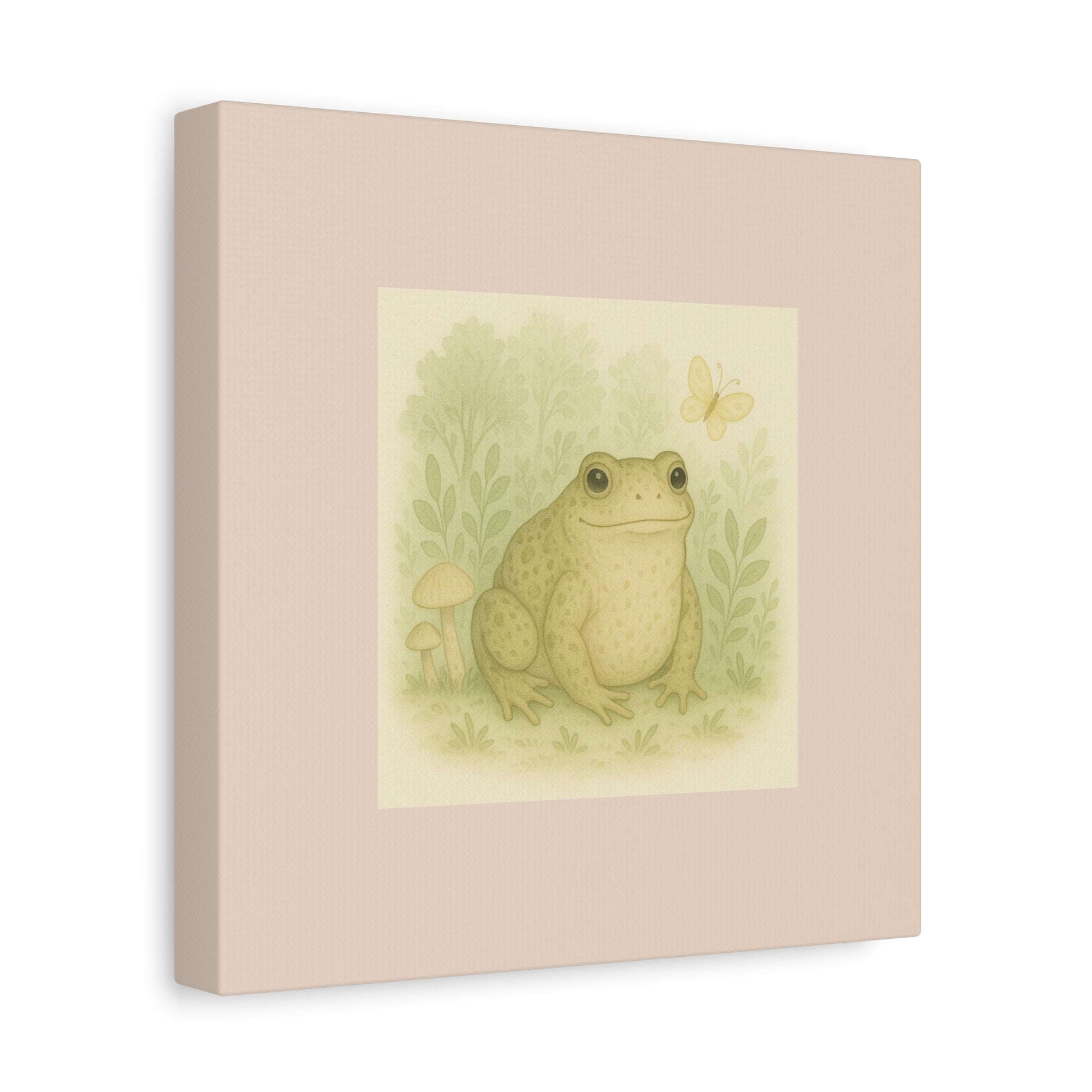 Frog Art Canvas Print, Soft Decor for Nature Lovers, Cute Wall Art for Kids, Gifts for Animal Lovers, Nursery Decor, Botanical Wall Art