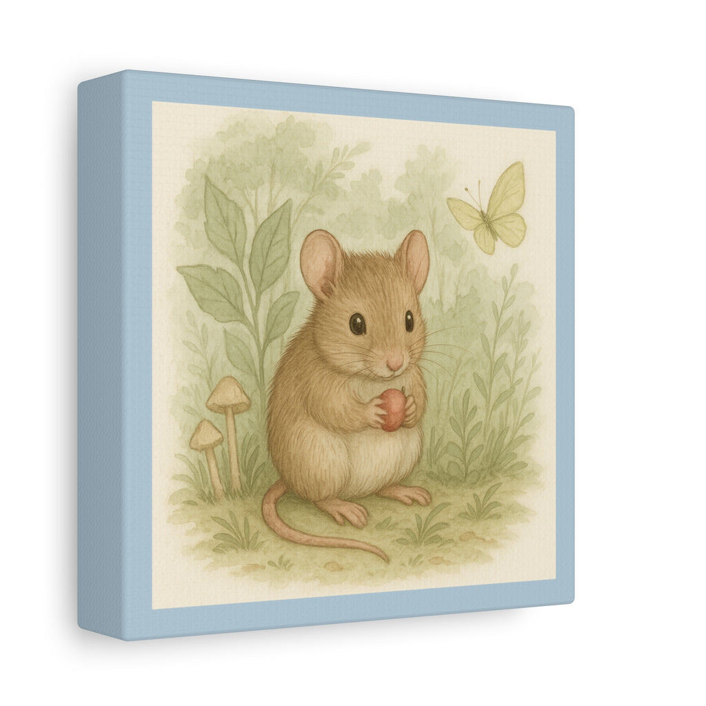 Charming Mouse Art Canvas, Wall Decor for Nursery, Kids Room, Gift for Animal Lovers, Spring Decor, Home Art