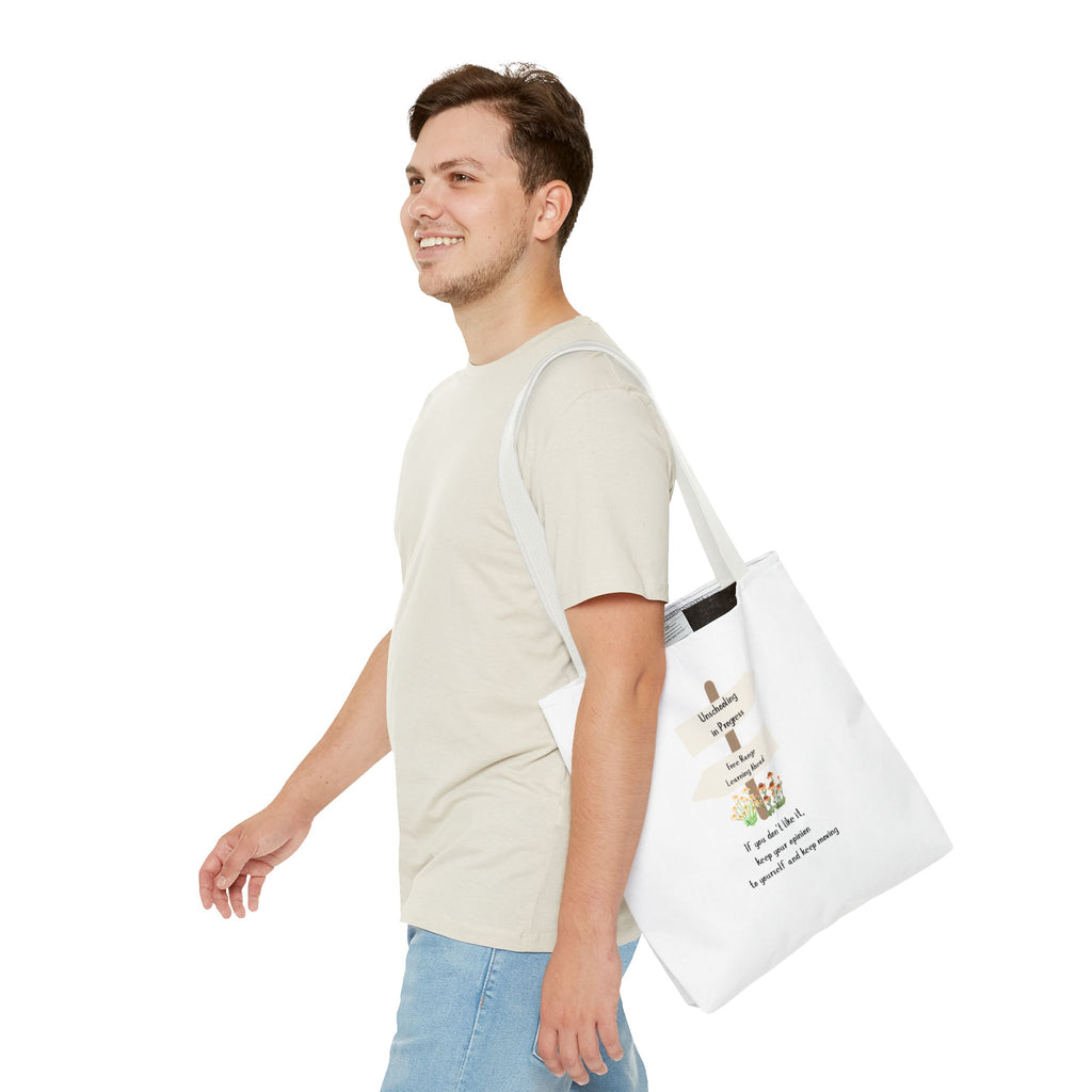 Unschooling in Progress, Free Range Learning ahead.  Motivational Reusable Bag, Eco-Friendly Shopping, Gift for Students, Positive Quote Bag