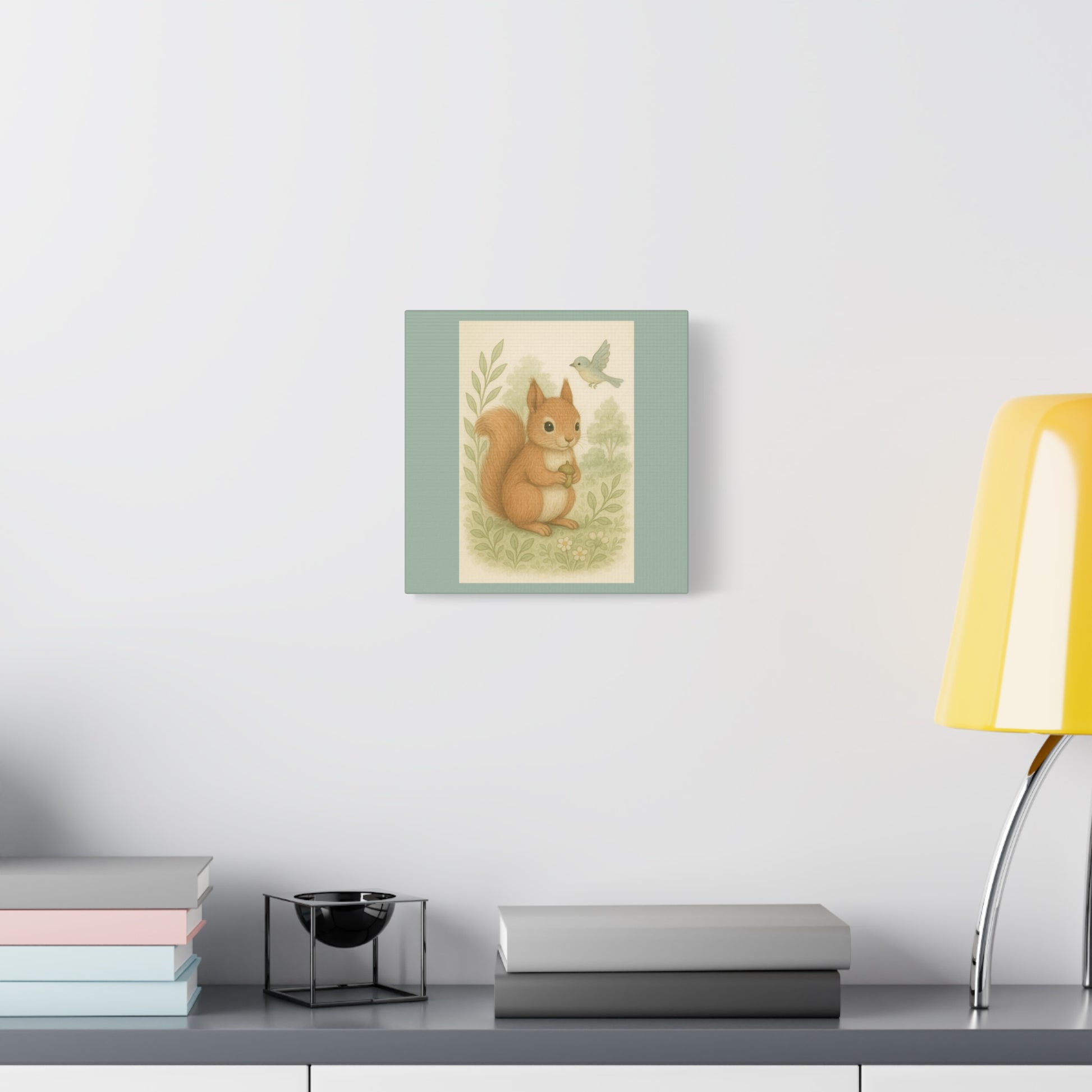 Whimsical Squirrel Canvas Print for Nurseries, Kids' Rooms, Woodland Decor, Cute Animal Wall Art, Gift for Baby Shower