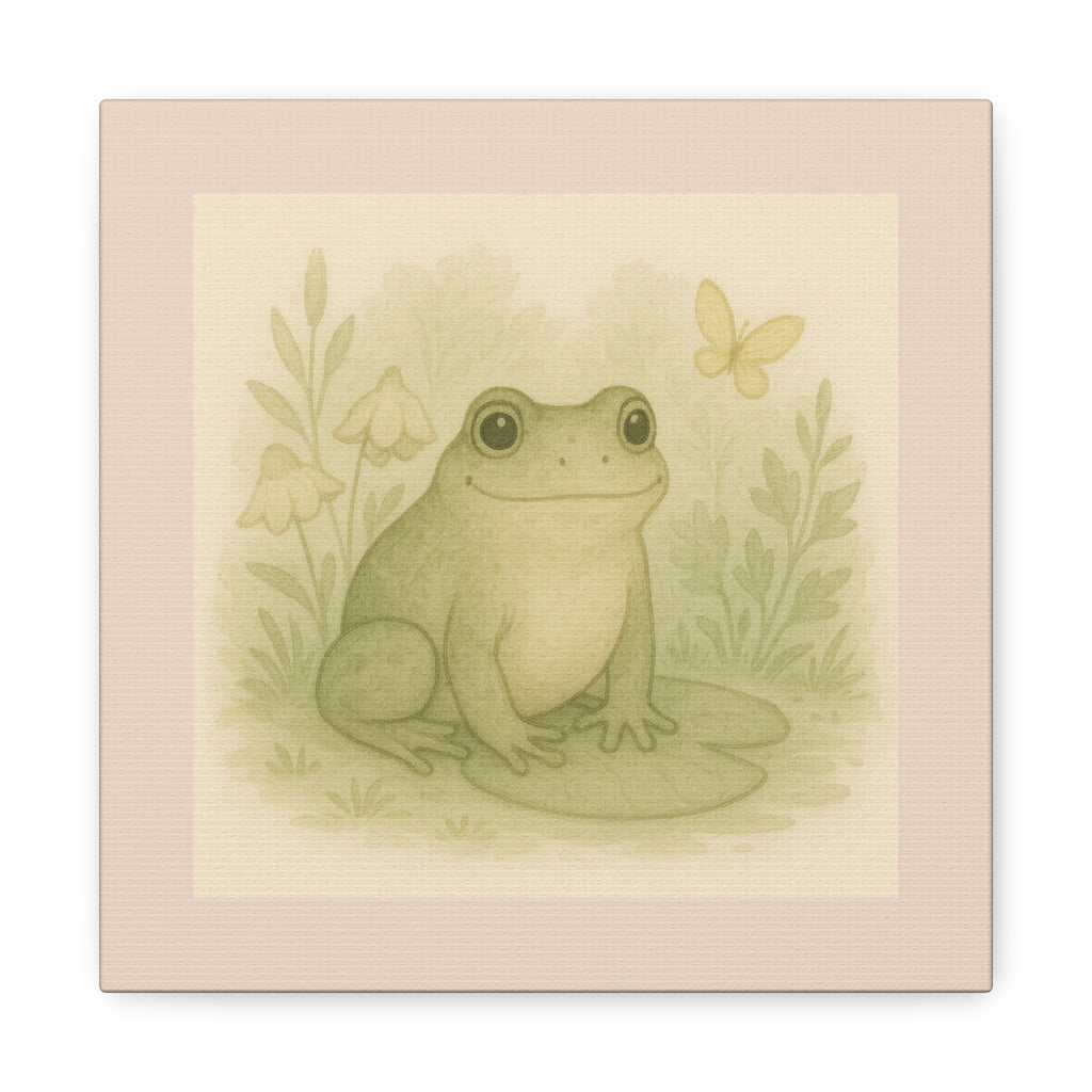 Whimsical Frog Canvas Art | Nature Home Decor, Kids Room Wall Art, Gift for Frog Lovers, Nursery Art, Greenery Wall Decor