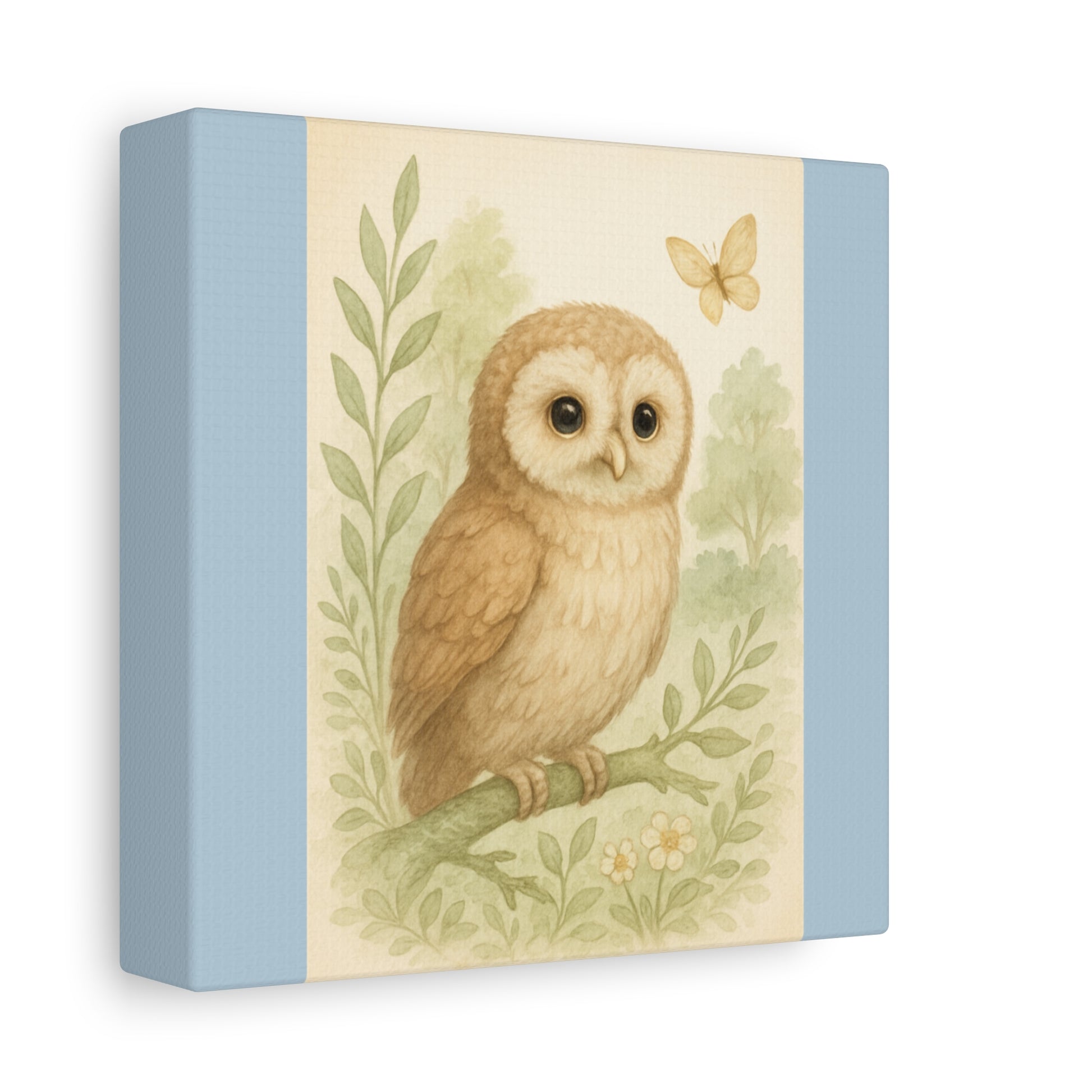 Charming Owl Canvas Print, Woodland Decor, Soft Color Palette, Nature Art, Kid’s Room Wall Art, Gift for Animal Lovers