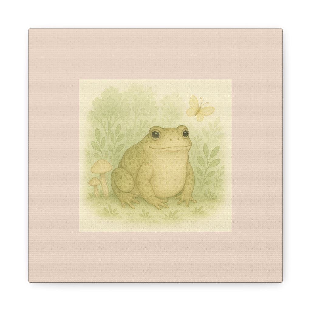 Frog Art Canvas Print, Soft Decor for Nature Lovers, Cute Wall Art for Kids, Gifts for Animal Lovers, Nursery Decor, Botanical Wall Art