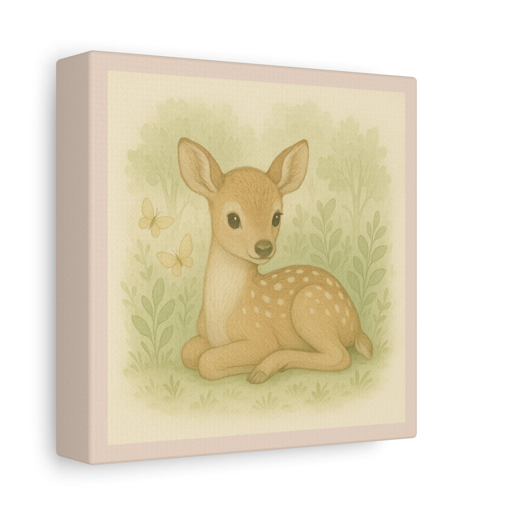 Sweet Fawn Canvas Art, Nursery Decor, Baby Room Wall Art, Woodland Theme, Child's Gift, Cute Deer Print