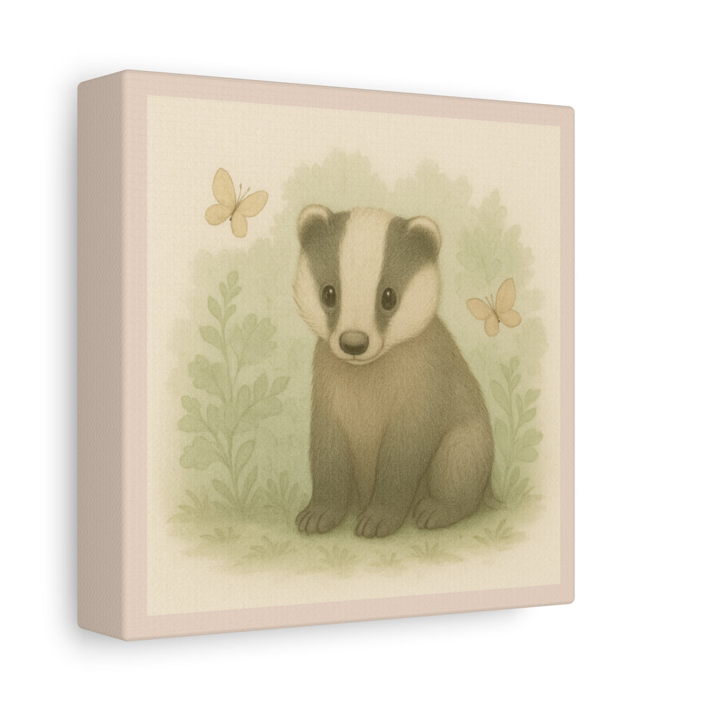 Adorable Badger Canvas Art, Nursery Wall Decor, Animal Print, Baby Shower Gift, Children's Room Decoration, Cute Wildlife Decor
