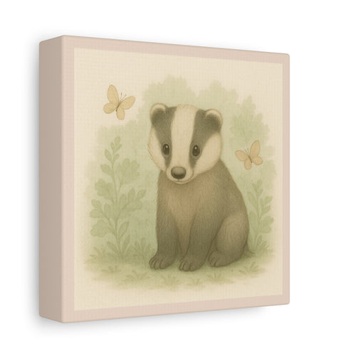 Adorable Badger Canvas Art, Nursery Wall Decor, Animal Print, Baby Shower Gift, Children's Room Decoration, Cute Wildlife Decor