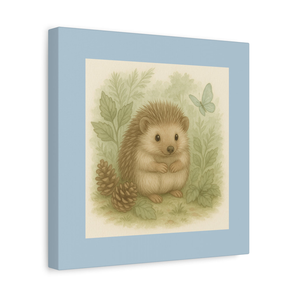 Charming Hedgehog Wall Art Canvas, Cute Animal Decor, Woodland Nursery Art, Gift for Child's Room, Nature Lover Decor