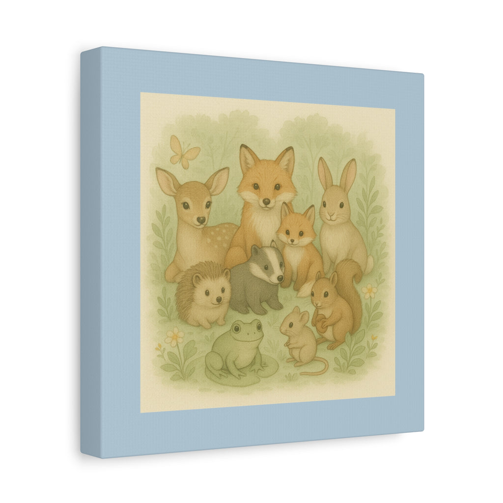 Whimsical Animal Canvas Art, Cute Nursery Decor, Woodland Creatures Wall Art, Children's Room Decoration, Baby Shower Gift