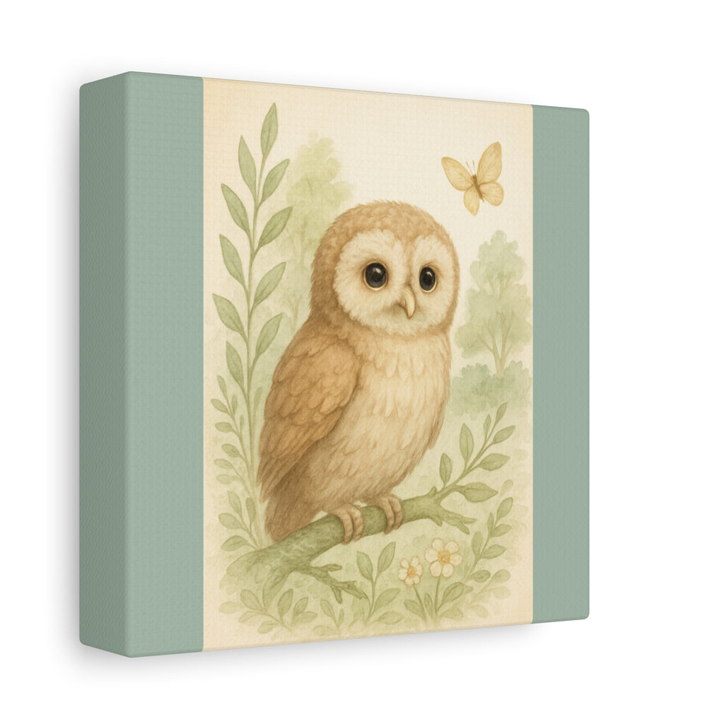 Whimsical Owl Canvas Art, Nature-Inspired Decor, Wildlife Wall Art, Nursery Wall Hanging, Childrens Room Gifts