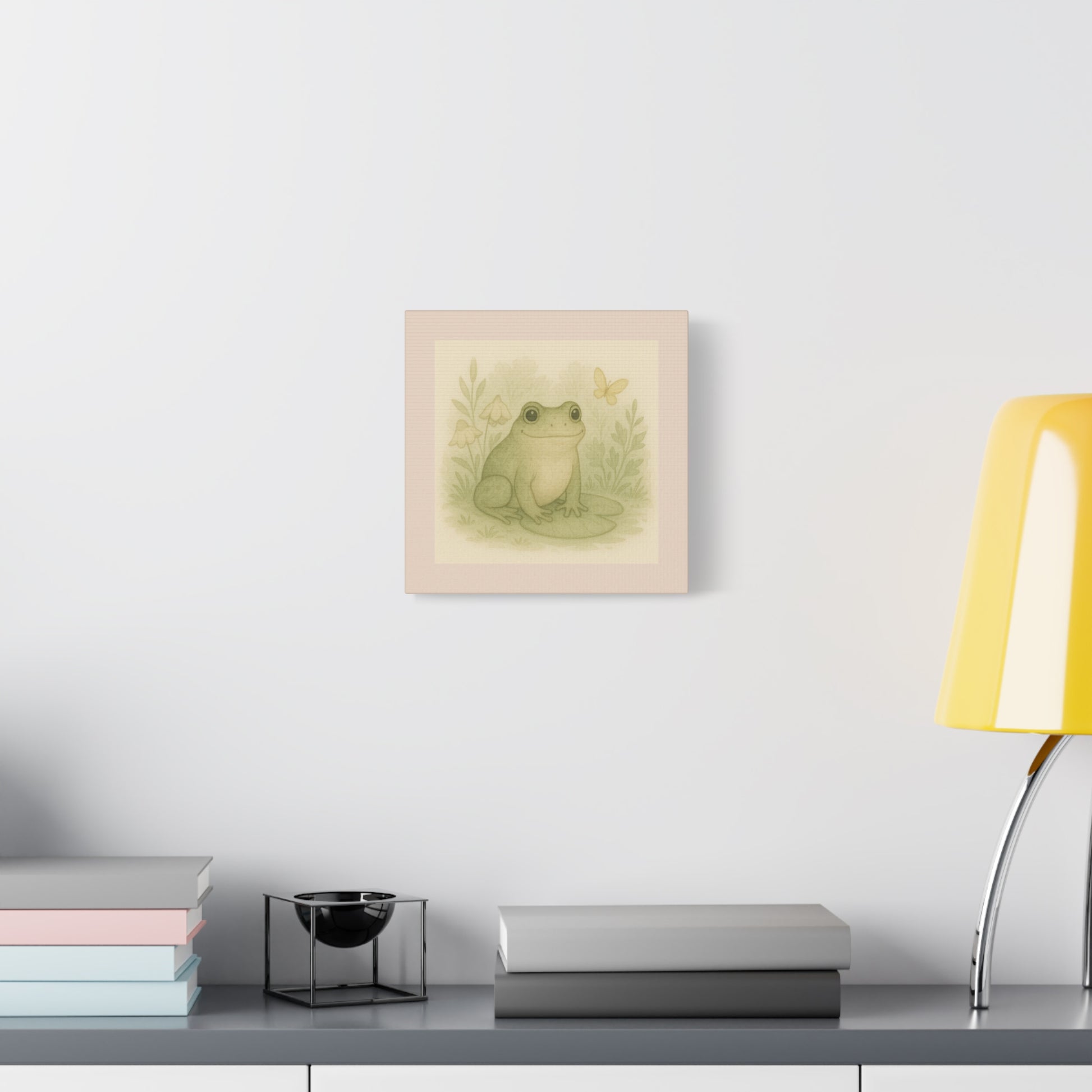 Whimsical Frog Canvas Art | Nature Home Decor, Kids Room Wall Art, Gift for Frog Lovers, Nursery Art, Greenery Wall Decor