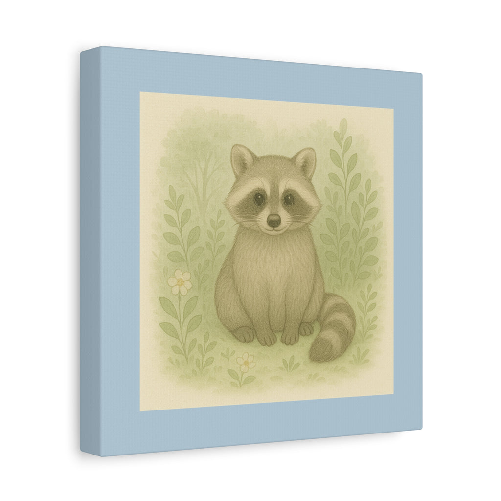 Charming Raccoon Art Canvas, Cute Animal Wall Decor, Nursery Art, Gift for Kids, Wildlife Lover's Home Decor
