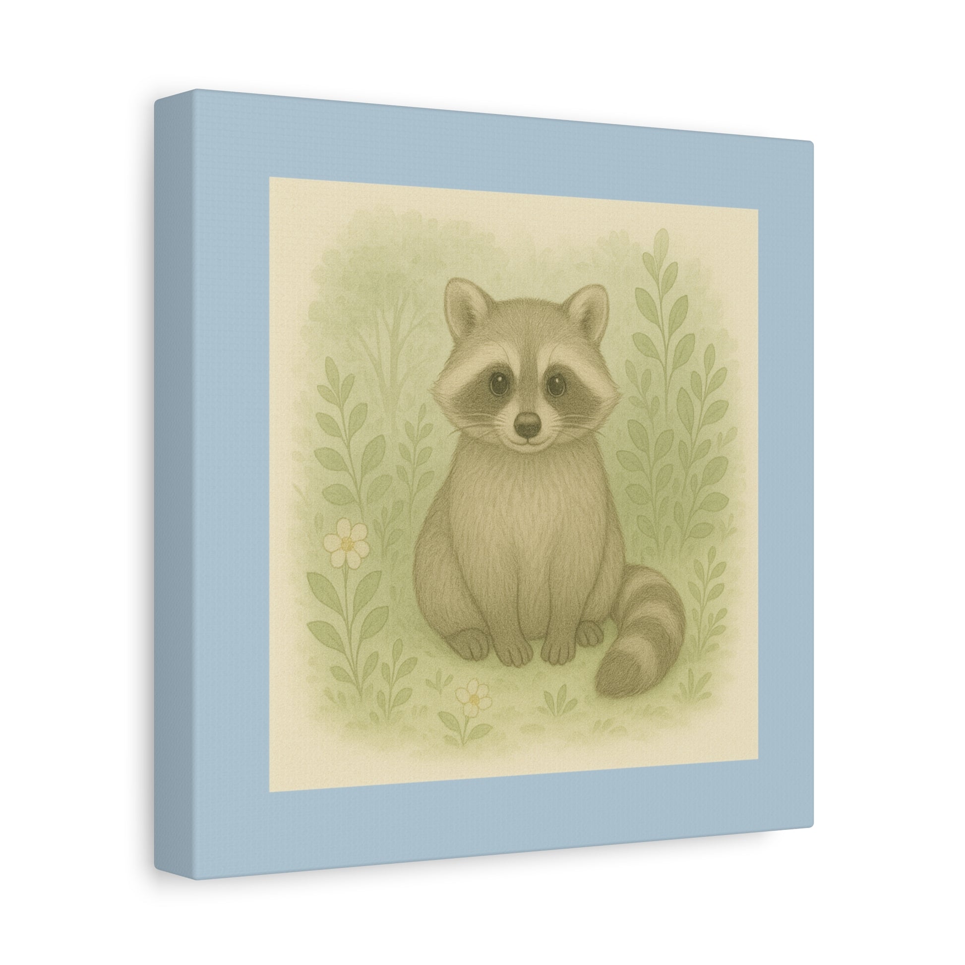 Charming Raccoon Art Canvas, Cute Animal Wall Decor, Nursery Art, Gift for Kids, Wildlife Lover's Home Decor