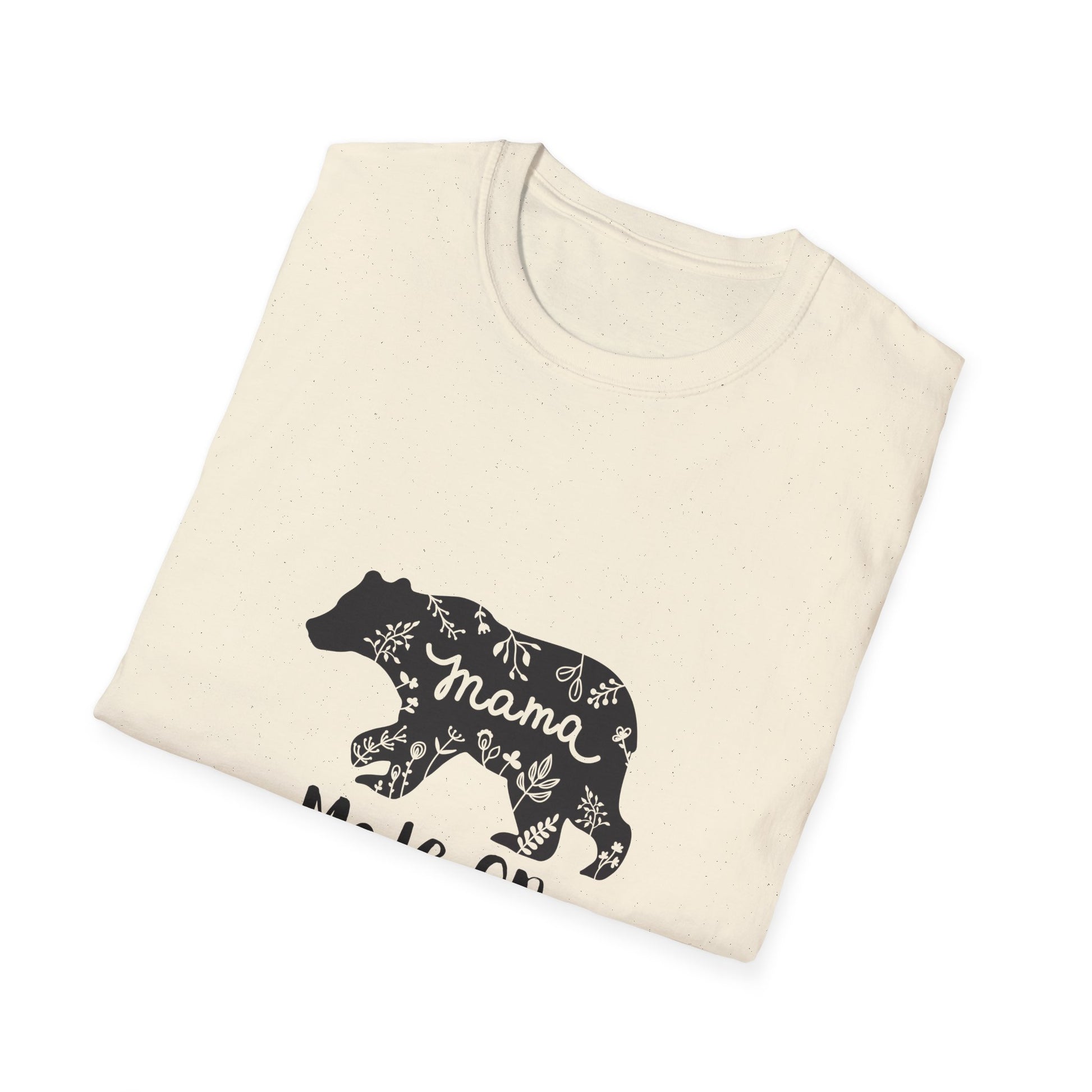 Mama Bear Mode On Unisex Softstyle T-Shirt, Cute Mama Shirt, Casual Family Wear, Bear Design Tee, Everyday Comfort T-Shirt