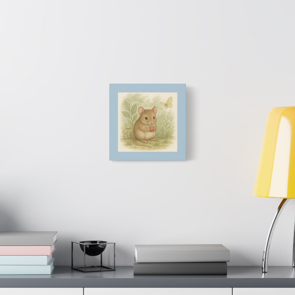 Charming Mouse Art Canvas, Wall Decor for Nursery, Kids Room, Gift for Animal Lovers, Spring Decor, Home Art
