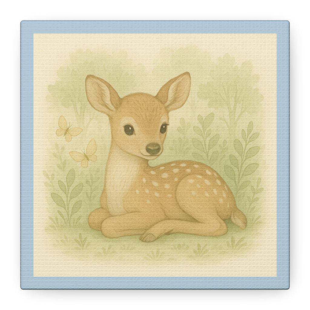 Whimsical Deer Canvas Art Print, Nursery Decor, Child's Room Wall Art, Gift for Baby Shower, Animal Illustration