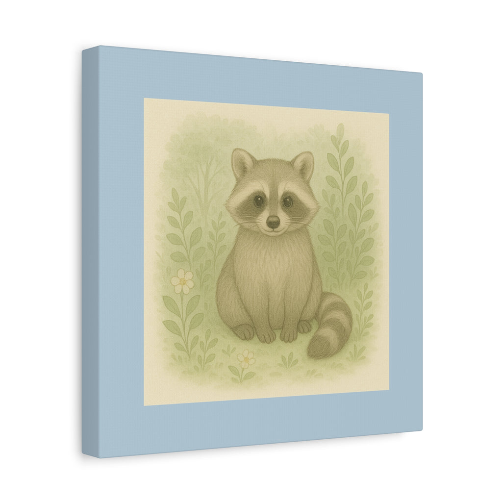 Charming Raccoon Art Canvas, Cute Animal Wall Decor, Nursery Art, Gift for Kids, Wildlife Lover's Home Decor