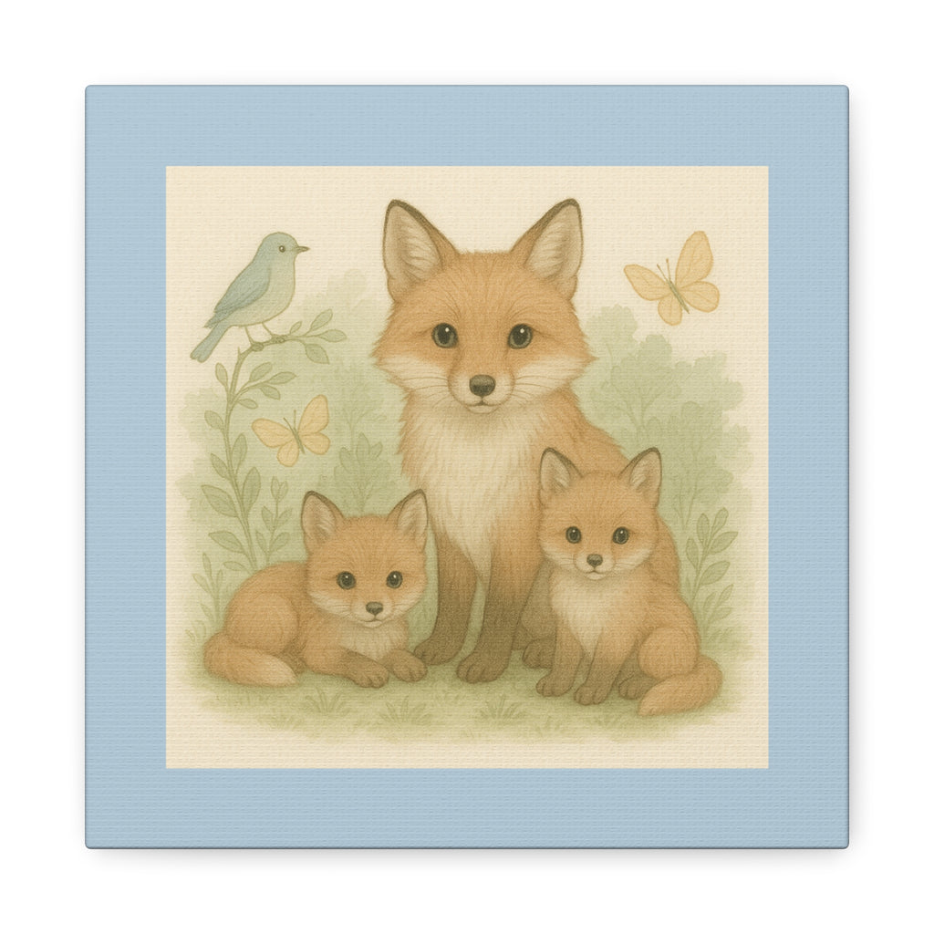 Fox Family Art Canvas, Nursery Decor, Woodland Wall Art, Kids Room Decor, Baby Shower Gift