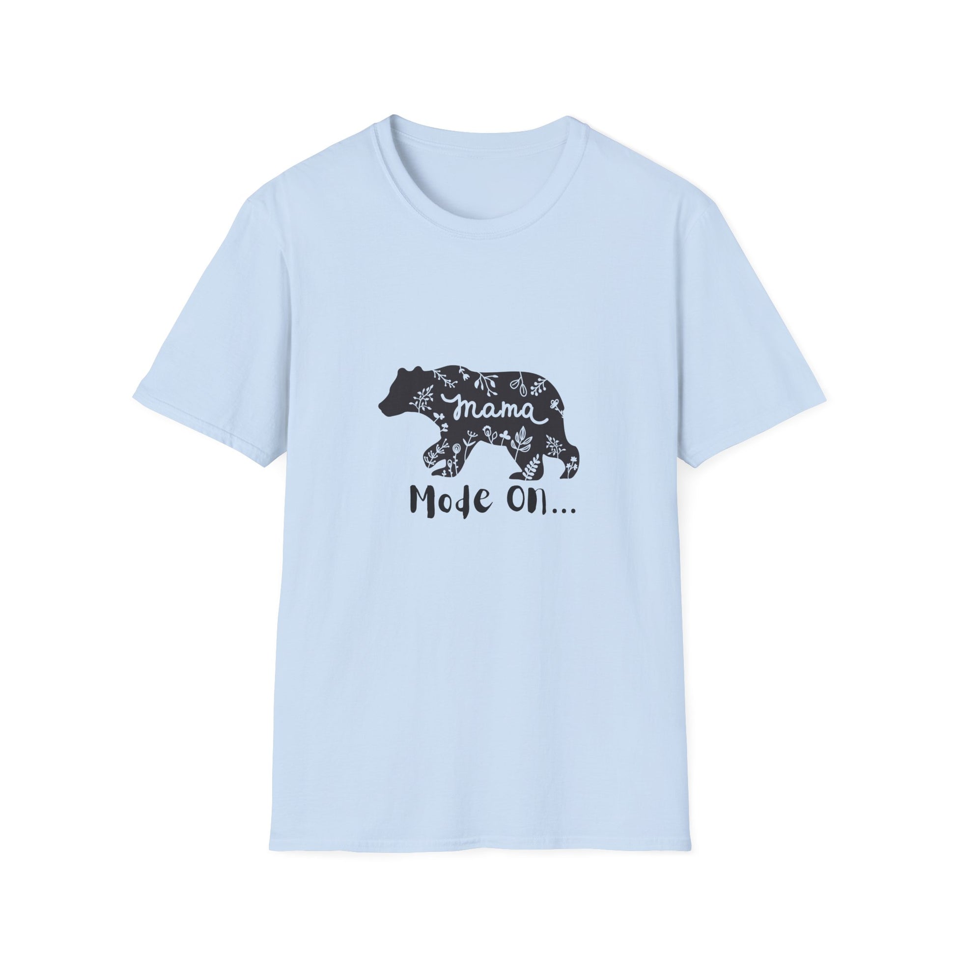 Mama Bear Mode On Unisex Softstyle T-Shirt, Cute Mama Shirt, Casual Family Wear, Bear Design Tee, Everyday Comfort T-Shirt