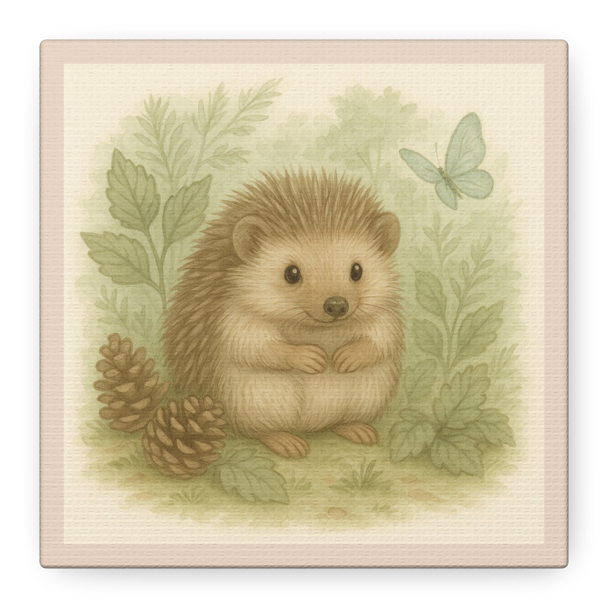 Charming Hedgehog Canvas Print, Cute Animal Artwork, Pink Collection,Nature Lover Decor, Woodland Wall Art, Baby Shower Gift, Nursery Decor