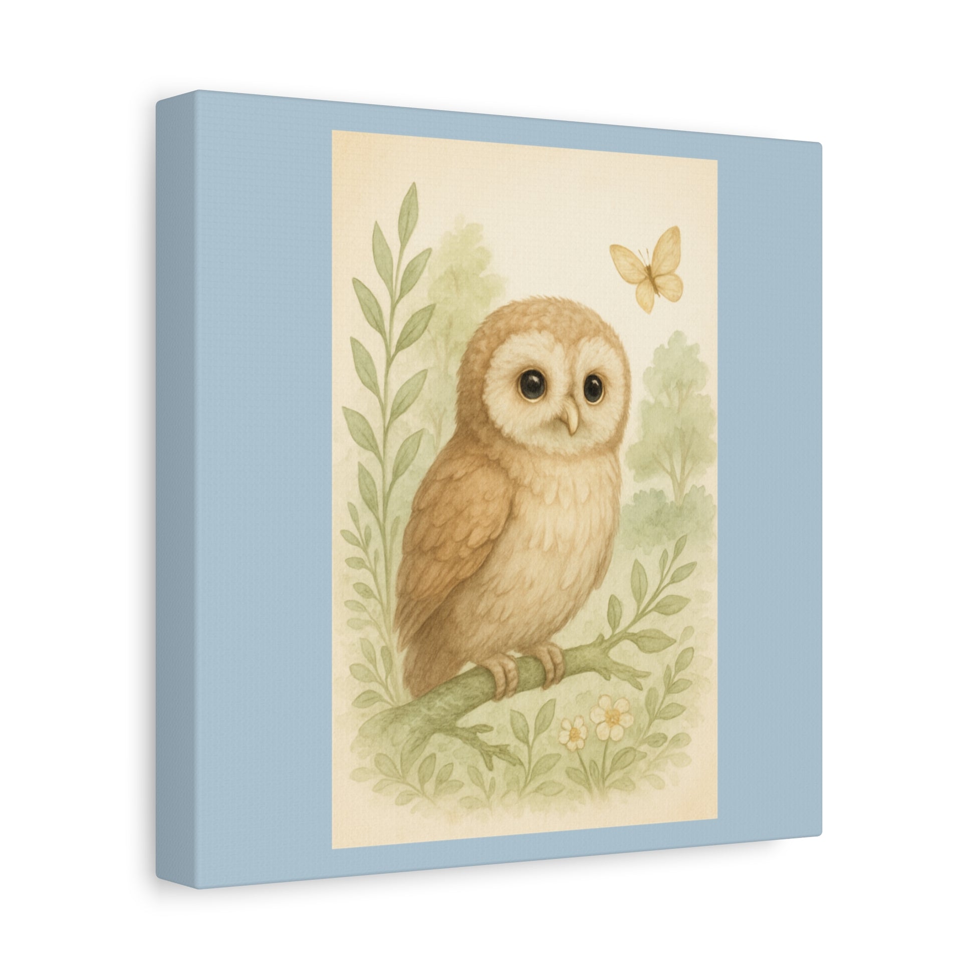 Charming Owl Canvas Print, Woodland Decor, Soft Color Palette, Nature Art, Kid’s Room Wall Art, Gift for Animal Lovers