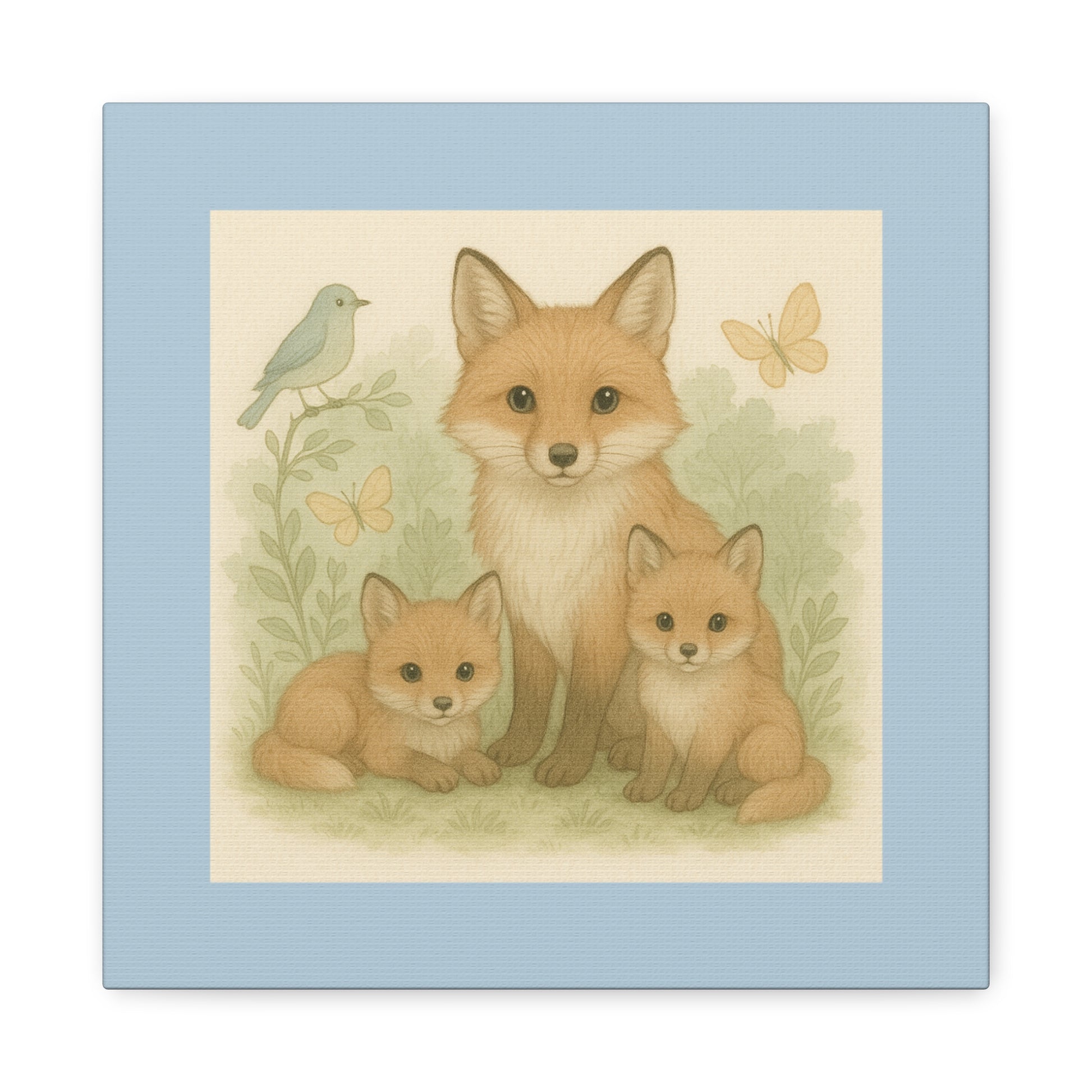 Fox Family Art Canvas, Nursery Decor, Woodland Wall Art, Kids Room Decor, Baby Shower Gift