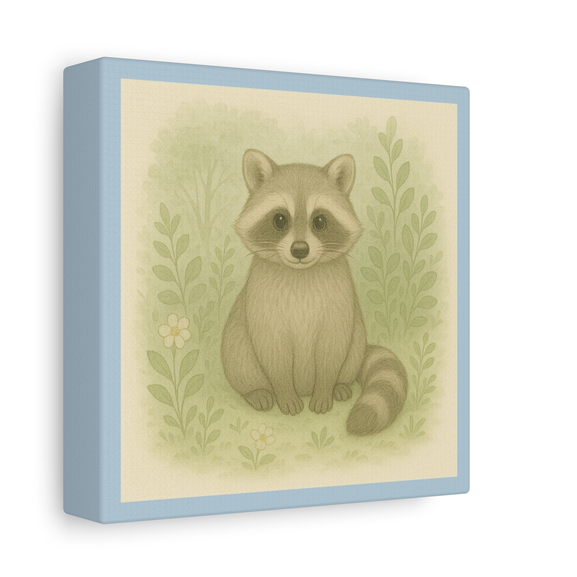 Charming Raccoon Art Canvas, Cute Animal Wall Decor, Nursery Art, Gift for Kids, Wildlife Lover's Home Decor