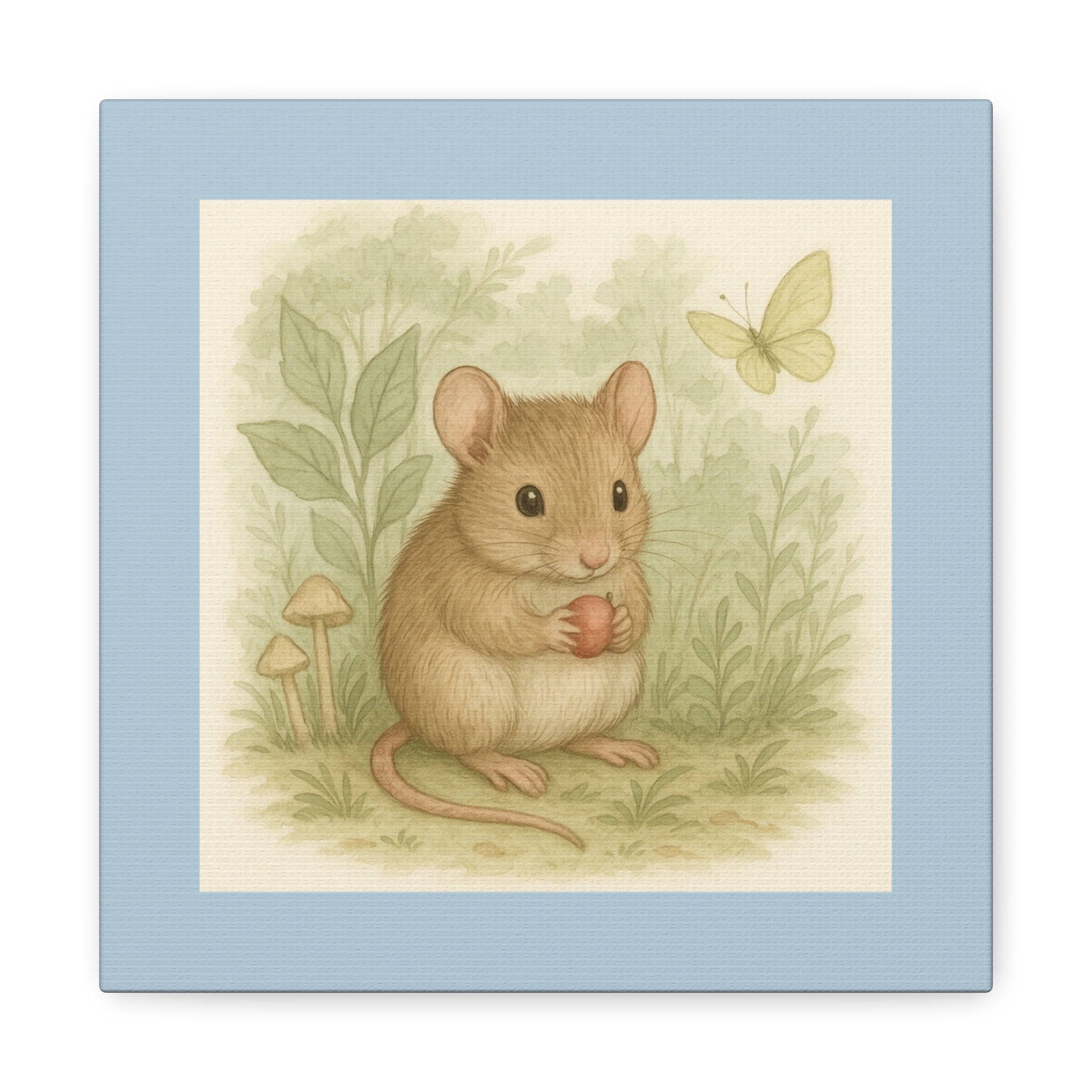 Charming Mouse Art Canvas, Wall Decor for Nursery, Kids Room, Gift for Animal Lovers, Spring Decor, Home Art